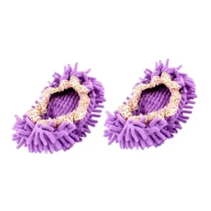 Unique Bargains Pair Multifunction Dust Floor House Cleaning Mop Slippers Shoes Cover Purple
