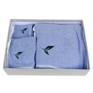 Unique Bargains Green Tea Flavor 100% Cotton Face Towel Towels Sets Sky Blue