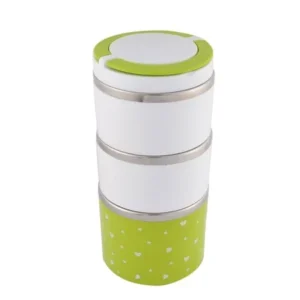 Unique Bargains Home Round Shaped 3 Layers Heat Preservation Container Food Lunch Box Green