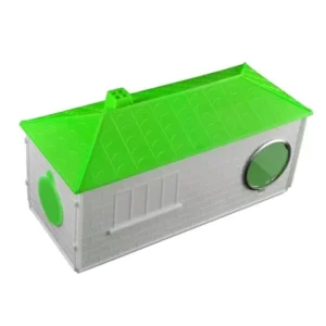 Unique Bargains Plastic Cabin Shaped Portable Comfortable Pet Hamster House Green White