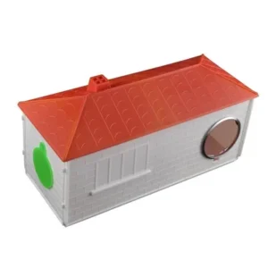Unique Bargains Plastic Cabin Shaped Portable Comfortable Pet Hamster House Red White
