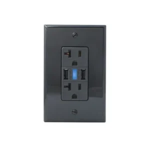 Unique Bargains AC 125V US Plug In-Wall 2.1A USB Charger Outlet 20A Duplex TR Receptacle Black
