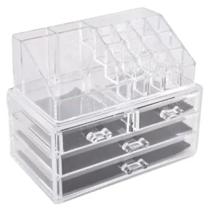 Unique Bargains Acrylic 4-drawer Makeup Tool Storage Case Display Box Jewelry Organizer 2 in 1