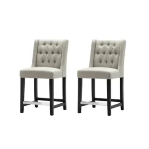 Best Quality Furniture (Set of 2) 24" Linen Fabric Counter Height Chair