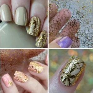 Clearance! 3D Nail Art Stickers New Fashion 8 Sheets/Set Hollow Out Embossed Flower GOGBY