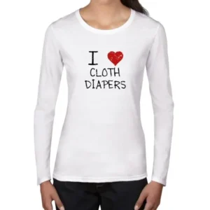 I Love Cloth Diapers - Child Handwriting Women's Long Sleeve T-Shirt