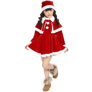 Toddler Kids Baby Girls Christmas Clothes Costume Party Dresses+Shawl+Hat Outfit