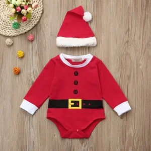 Christmas Santa Newborn Baby Girls Boys Outfits Clothes 2Pcs Rompers+Hat Set