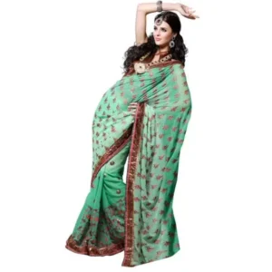 Anamika Green Bollywood Georgette Designer Party Wear Sari saree