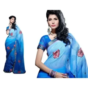 Deepika shaded blue Bollywood Chiffon Designer Party Wear Sari saree