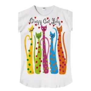 Women's Cotton Nightshirt "Crazy Cat Lady" - One Size Fits Most Sleepwear