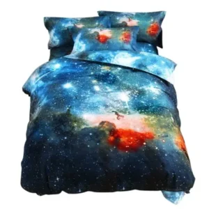 Unique Bargains Galaxy Sky Cosmos Night Pattern Single Size Bedding Quilt Duvet Set Multicolor