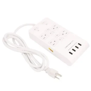 Unique Bargains AC95-240V US Plug 4 US Outlet 4-Port USB Smart Charging Socket 5ft Cable White