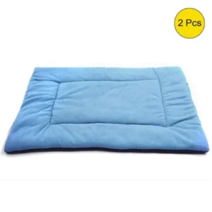 Unique Bargains 2PCS Fleece Mat Cushion Pad Bed Bolster for Dog Cat Puppy Pet S 60*45*2cm Light Blue