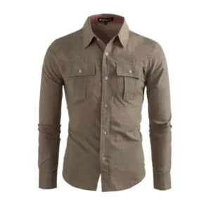 Lars Amadeus Men's Point Collar Chest Flap Pockets Button Down Shirt