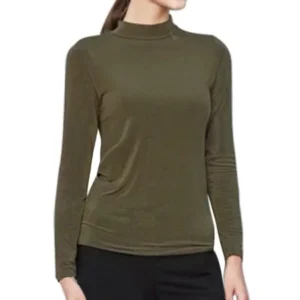 Unique Bargains Women's Mock Neck Long Sleeves Pullover Slim Casual Tee Shirt