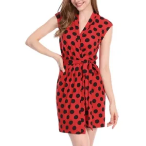 women wrap dress sleeveless tie waist above knee polka dots wrap dress unique bargains