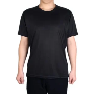 Adult Men Polyester Short Sleeve Casual Wear Tee Running Sports T-shirt Black XL