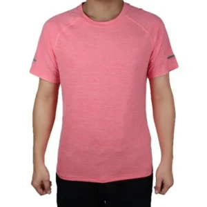 Adult Round Neck Athletic Running Workout Training,Short Sleeve Tee Clothes Stretchy Basketball Sports T-shirt L Pink