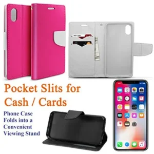 for 5.8" Apple iPhone 10 X case iphoneX Case Phone Case Leathery Texture Hybrid Wallet Kick Stand Pouch Card Pocket Purse Screen Flip Cover Pink White