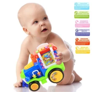 Cute Baby Kids Electric Train Track Light Music Card Learning Toy Set