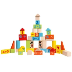 52 PCS Baby Kids Building Block Little Colorful Wooden Digital Learning Toys