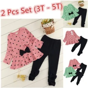 Little Girl Cute 2pcs Set Fall Clothes Children Clothes Suit Top And Pants KRGL