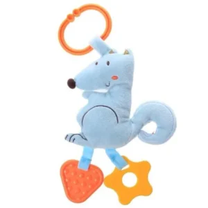 Labebe Infant Baby/Newborn Teether, BPA Free Silicon Teething Toys/ Gum Massagers with Stuffed Animal, Crib Hanging Toys for 3-6 months, Showering Gift - Blue Squirrel