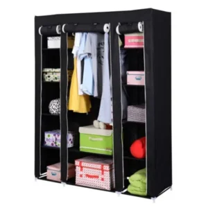 53? Portable Closet Storage Organizer Wardrobe Clothes Rack With Shelves Black