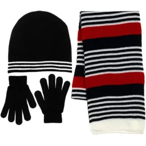 Boy's 3 Piece Knit Hat, Scarf & Gloves Set