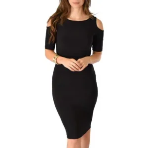 Lyss Loo Here to Party Open Shoulder Bodycon Midi Dress