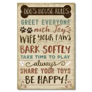 Highland Home The Dog House Rules Slatted Pallet Wood Sign