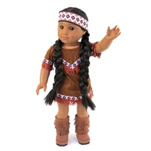 "Native American Outfit with Cute Fringe Boots - Fits 18"" American Girl Dolls, Madame Alexander, Our Generation, etc. - 18 Inch Doll Clothes - Doll Not Included"