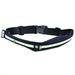 SLS3 Running Belt for Men + Women - 2 Dual Pockets - Waist Pack for Smartphone iPhone 6 plus - Water Resistant - Green - One size