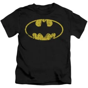 Batman - Classic Logo Distressed - Juvenile Short Sleeve Shirt - 5/6