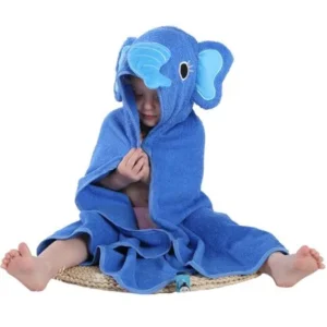 MICHLEY Animal Hooded Baby Towel Cotton Bathrobe For Boys Girls 0-6 Year Blue