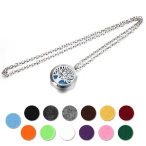 Stainless Steel Locket Necklace Perfume Aromatherapy Essential Oil Diffuser School Season Discount 13 Colors Pads Life of Tree