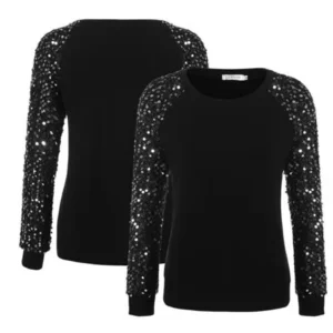 Big Sale! Fashion Women Hoodie O-Neck Sequined Long Sleeve Pullover Sweatshirt Hoodie AMZSE