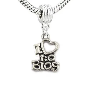 I Love to Blog Charm Bead Compatible with European Snake Chain Bracelet