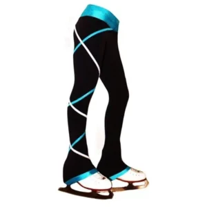 Ice Fire Skate Black Criss Cross Silver Turquoise Pants Girls 6-14