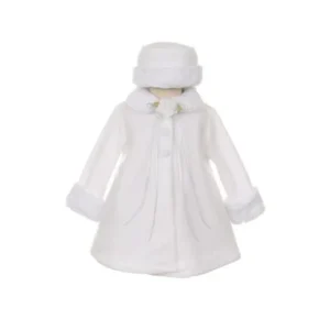 Kids Dream White Fleece Faux Fur Collar Stylish Coat Baby Girl 18M