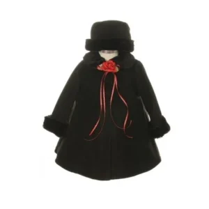 Black Fleece Faux Fur Collar Stylish Coat Baby Girl 18M