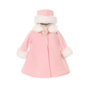 Pink Fleece Faux Fur Collar Stylish Coat Baby Girl 12M