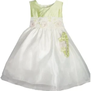 Crayon Kids Baby Dress : Sage Shantung Ivory Party Dress and Headband 12 months