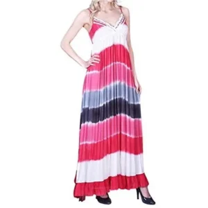 Spaghetti Strap V-Neck Ruched Tie Dye Maxi Dress