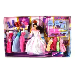 Fashion Castle Queen Toy Doll Playset, Comes w/ Doll, Variety of Unique Dresses, Toy Furniture, Accessories