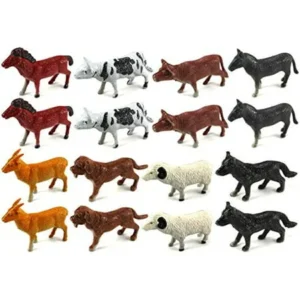 Natural World 16 Piece Toy Animal Figures Playset w/ Variety of Animals