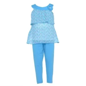 Girls 12M Cute Blue Heart 2pc Sleeveless Top Leggings Spring Outfit