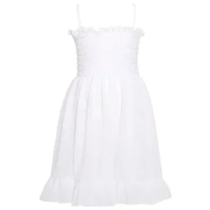 White Gathered Ruffle Swimsuit Cover Up 2-6X