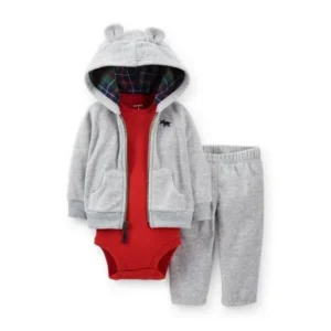 Carter Infant Boy Gray Fleece Moose Outfit Sweat Pants Creeper Hoodie Jacket